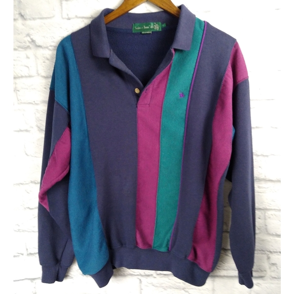 Knights of the Round Table Tops - Vintage Oversized Color Block Sweatshirt Pullover